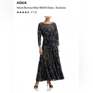 Aqua Bloomingdale’s Velvet Burnout Maxi BOHO Dress - Large